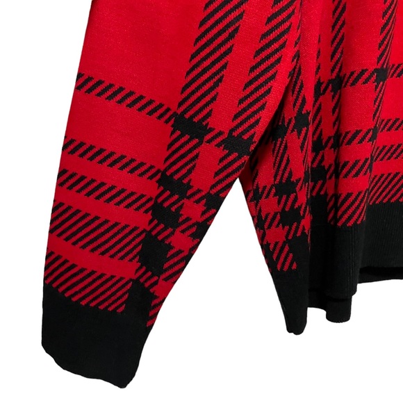 Vintage Karen Lessly Red and Black Button Down Cardigan Sweater - Picture 3 of 7